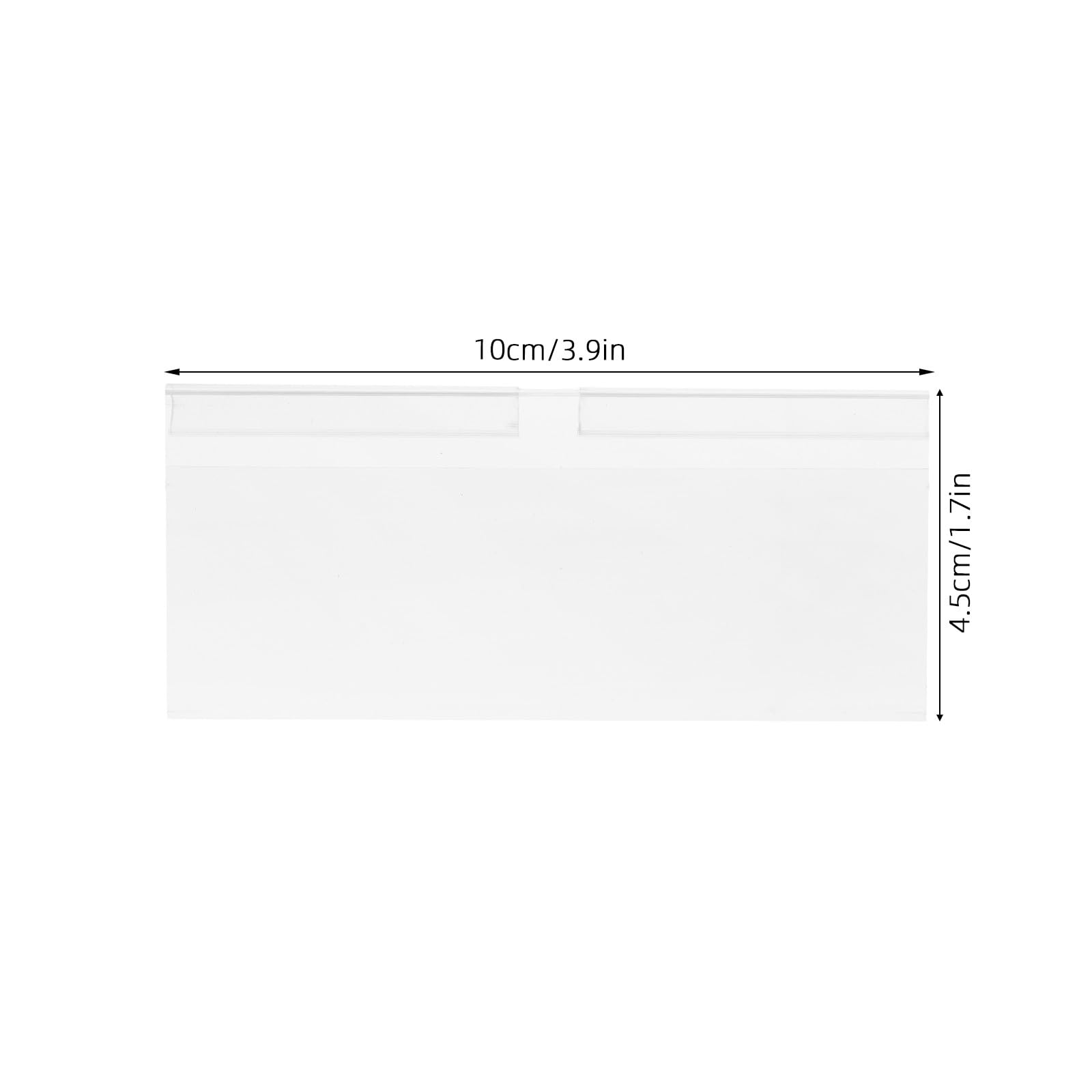 DOITOOL Espositori per cartellini trasparenti da 50 pezzi - Espositore per etichette con cartellino in PVC da 10 x 4,5 cm - Espositore per cartellini autoadesivi per tavoli