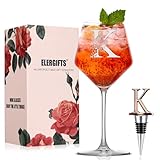 Personalized Gifts for Women – Monogrammed A-Z Wine Glass with Wine Stopper, Unique Birthday, Engagement, Bridesmaid or Wedding Gift for Mom, Friend, Sister, Wife, Dishwasher Safe (K)