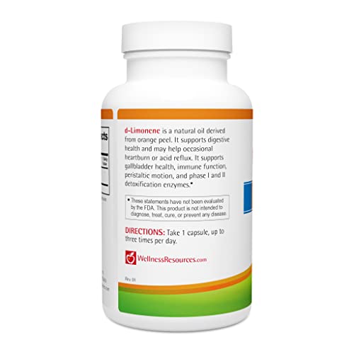 High Potency D-Limonene Capsules 1000Mg, 120 Capsules - Orange Peel Extract For Digestive Health, Heartburn, Acid Reflux, Detoxification #TOP1