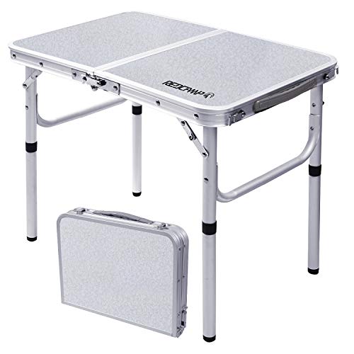 REDCAMP アウトドア テーブル 折りたたみ キャンプ ピクニック ロー ２段高さ調節  持ち運び  アルミ  ミニ コンパクト  軽量   ガーデン 室内 室外 幅60×奥行40×高さ26/50cm