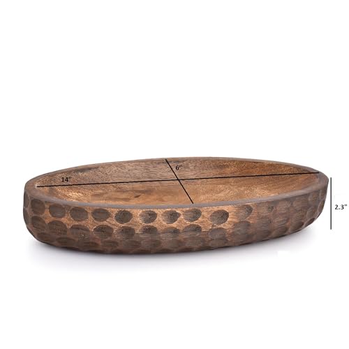 Samhita Mango Wood Decorative Bowl Home Decor Home Decorative Centerpiece Farmhouse Country, Restaurant, Café (35.56cm x 15.24cm x 5.84cm) - Cosy Home Interiors Samhita Mango Wood Decorative Bowl Home Decor Home Decorative Centerpiece Farmhouse Country, Restaurant, Café (35.56cm x 15.24cm x 5.84cm) - Image 6