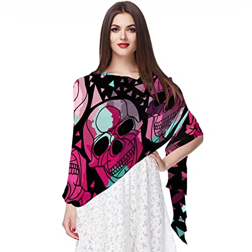 Foulard fin en mousseline motif lapin écharpe longue multicolore 07