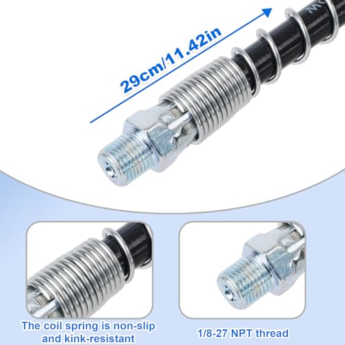 Goktvai 7pcs Grease Gun Fittings, Include Grease Gun Hose 90 Degree Coupler Needle Dispenser Needle Nozzle Tips Nozzle Cleaner Double Handle Coupler for Precision Lubrication Maintenance