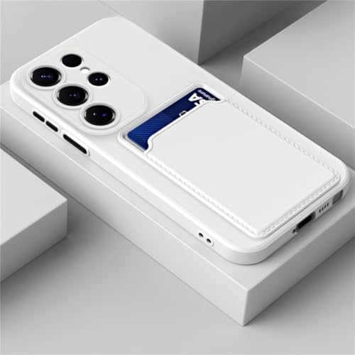 Coque Samsung S22 silicone liquide Blanc porte-carte antichoc
