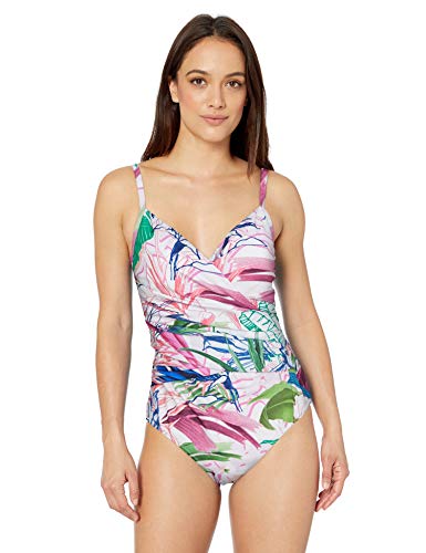 Profile by Gottex Women's Standard Surplice One Piece Swimsuit, Tropicana Multi, 10