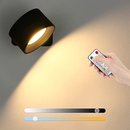 Lightess Applique Murale LED Charge Type-C et Support Magnétique Rotatif à 360°,Contrôle Tactile et Télécommande, Trois Températures de Couleur Luminosité pour Chambre Bureau Lit Cover