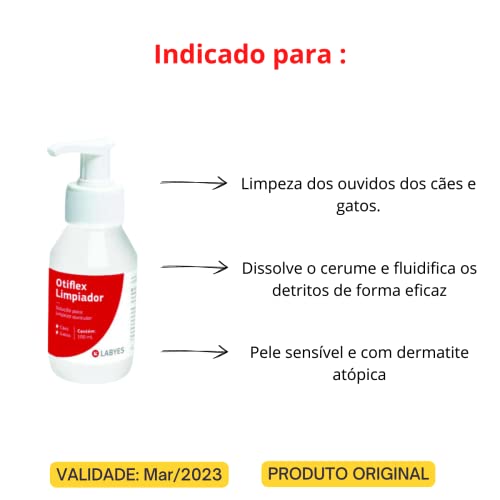 Limpador Auditivo Labyes Otiflex para Cães e Gatos 100 mL