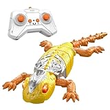 Takingup Juguete Gecko para Escalar Paredes Amarillo - Gecko eléctrico para Gatear por la Pared con Control Remoto con Ojos LED, Divertido y novedoso Juguete RC Lizard para niños y niñas