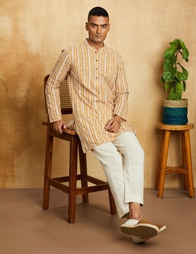 Image of Amazon Brand - Symbol Men's 100% Cotton Everyday Mid Length Casual Kurta - Regular Fit (Available in Plus Sizes)