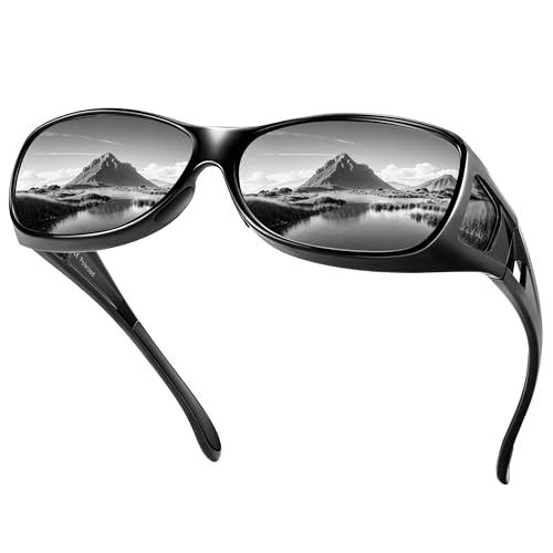 Polarized Sunglasses Fit Over Glasses, Wrap Around Sunglasses UV400 Protection for Men Women