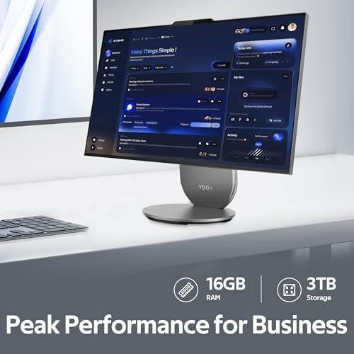 Image of Lenovo Yoga All-in-One Desktop AI PC, 27 inch QHD IPS+120Hz Display, Intel Ultra 7 255H, 16GB LPDDR5X, 3TB Storage (2TB SSD&1TB Docking Station), Intel Arc GPU, Wireless Charging, Wi-Fi 7, Win 11, Gray