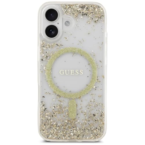 Coque Guess pailletée compatible MagSafe iPhone 17 dorée en résine - 3