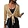 PrinStory Shrugs For Women Summer Tie Front Shrug Cardigans Breathable 3/4 Sleeve Stripes Top Ladies Open Front Beach Outerwear (Light Coffee,L)