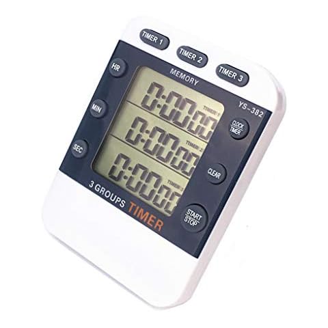 rongweiwang Digital Kitchen Cooking Timer Clock 3 Channels Timer Channels Simultaneous Timing Countdown Up Time Counter Cover