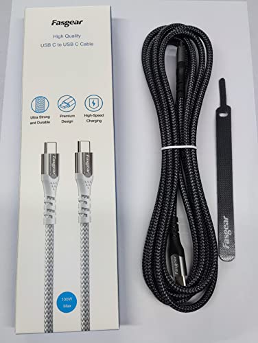 Fasgear Usb C To Usb C Cable, 1 Pack 10Ft Usb 3.1 Gen2 Type C 20V/5A Fast Charging 100W Power Delivery Cords For Usb-C Device, 10Gbps Data Sync, 4K@60Hz Video Output, Quest Link(3M,Black) #TOP7