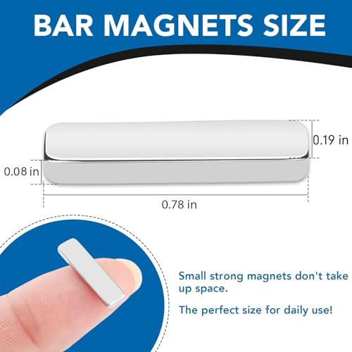Image of LOVIMAG Small Neodymium Bar Magnets, 60 Pcs, 20x5x2mm | Rare Earth Refrigerator Magnet for Whiteboard, Fridge, Office, Science, Craft and Tool Storage