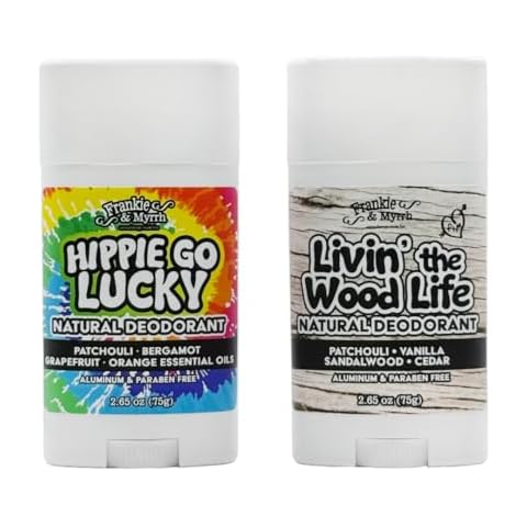 Frankie & Myrrh Hippie Go Lucky and Livin' the Wood Life Dynamic Deo Duo | 2 pack Patchouli Natural Deodorant Bundle 2.56 Oz. Ea. Cover