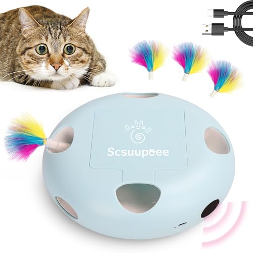 Scsuupoee Cat Toys, Rechargeable Interactive Cat Toy, Smart