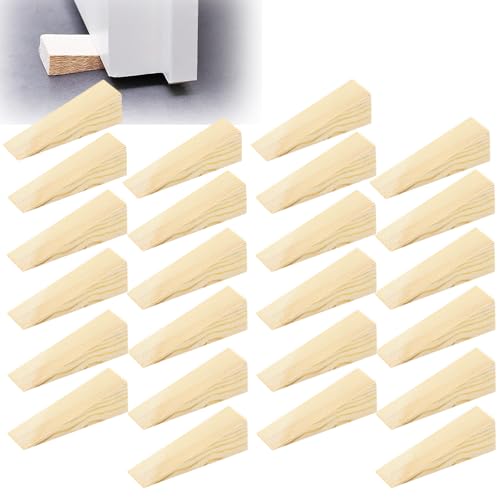 Türkeile Holz,CHmiss Holzkeile Klein Türmontage,24 Stücke Holzkeile Türstopper,Holzkeil Set,Zum Basteln Breit Möbel,Für Möbel, Montage, DIY (55mm x 20mm x 12mm)