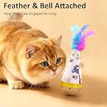 Cat Wobble Toy for All Breed Sizes, Interactive Kitten Toys, Cartoon Playing Toy with Natural Feathers - Image 4