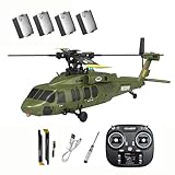 🛫【Realistisches Design】 Die 6-Kanal-Struktur bildet die Silhouette des legendären ferngesteuerten UH-60 Black-Hawk-Helikopters mit bemerkenswerter Detailtreue nach. Der stangenlose Rotor und der simulierte Rumpf bieten Enthusiasten ein immersives, lebensechtes Steuerungserlebnis.