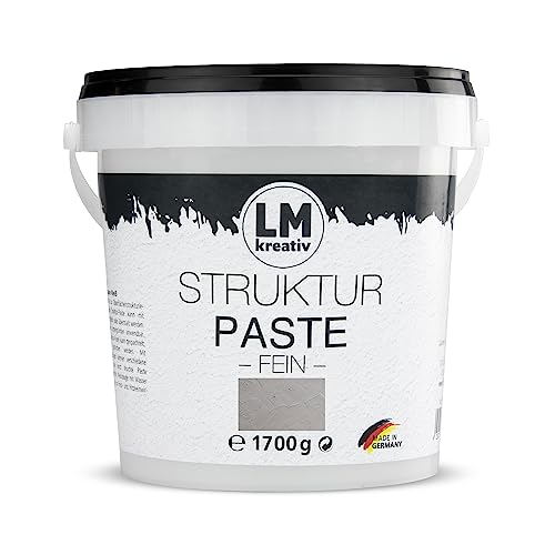 LM - Pasta fina para estructura (1,7 kg), color gris hormigón, pasta texturizada para lienzo, perfecta para imágenes en el salón, pasillo, dormitorio, oficina