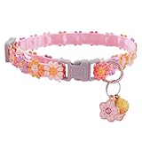 Breakaway Collar de gatito | Collar ajustable para gato y perro | Collar lindo con campana desmontable | Accesorios de seguridad decoración en poliéster suave y cómodo