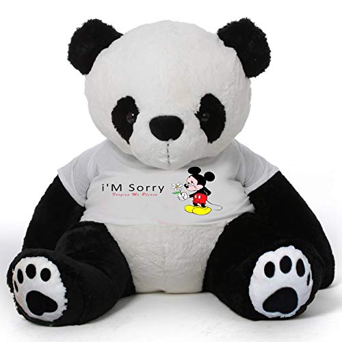 Hug'n'Feel® Soft Toys Big Teddy Panda Wearing I'm Sorry T-Shirt 5 feet Panda_T Shirt_ I'm Sorry Plush & Stuffed Toys