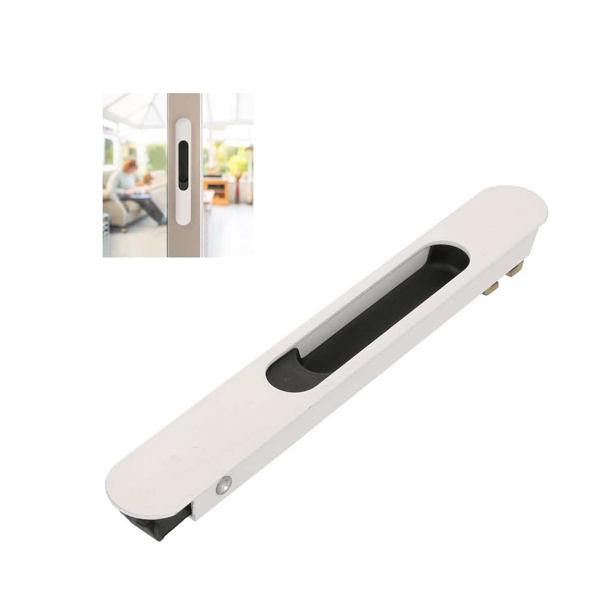 Amig Black - Flush-Mounted Lock For Aluminium Sliding Windows And Doors - Hook Lock For Recess Mounting - Dimensions: 169 X 23 Mm - Colour: - Rounded Faceplate - Pressure-Fit Installation