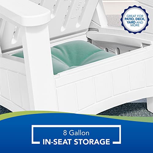 Suncast Uv-Resistant Stylish Adirondack Outdoor Backyard Patio Chair With In-Seat Storage, White #TOP4