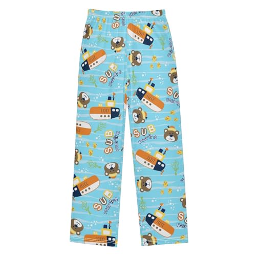ZZXXB Submarine and Bear Boys Long Pants Soft Trousers Elastic Waist Kids Lounge Bottoms with Pockets S-XL
