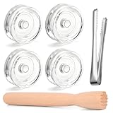 Fermentiergewichte, Fermentierset 6-teilig mit Zubehör 21cm Stößel, 4Stück Glasgewichte zum Fermentieren und 19,5cm Edelstahlzange, Fermentieren Starter Set für Sauerkraut Kimchi