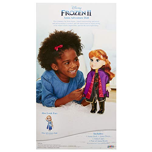 Disney Frozen 2 - Muñeca Anna de Viaje 38 cm con Capa de Viaje Violeta, Botas y un Precioso Peinado - Muñeca con Preciosos Detalles para Niñas con 3 Años +