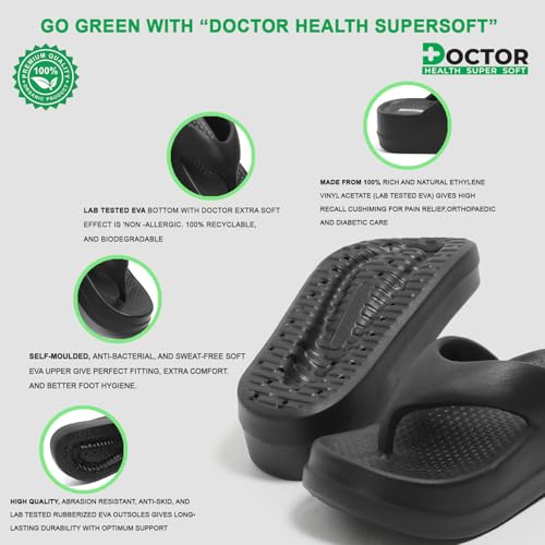 Image of DOCTOR HEALTH SUPER SOFT Women's Thick Sole EVA Flip Flops | Soft Cushioned Cloud Comfort Slippers | Lightweight Anti-Slip Open Toe Casual Sandals for Indoor Outdoor Everyday Wear