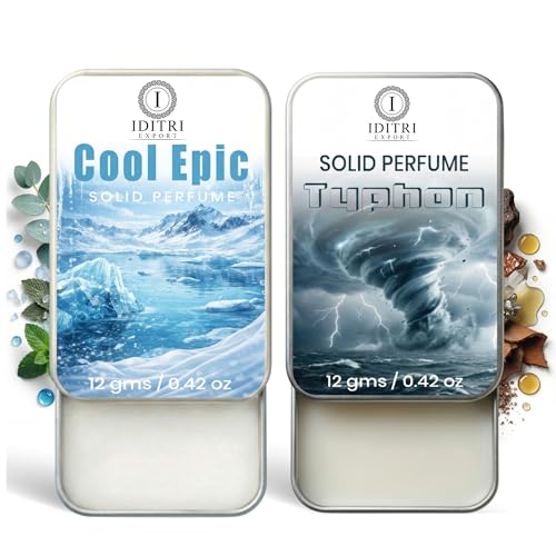 Image of IDITRI EXPORT Solid Perfume |Typhon&Cool Epic Alcohol Free Wax Perfume Balm, Long Lasting | Pocket Tin 12g, Pack Of 2| Non Greasy Smooth Glide, Travel Friendly Men And Women