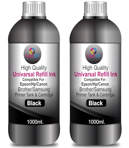 Image of CANOFF Black Refill Ink Compatible for Can PG: 40, 47, 88, 89, 740, 745, 810, 830 Ink Cartridge (1000ml Per Bottle) (Can Ink Cartidge Refill Ink, Black 2 Bottle)