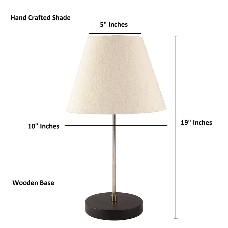 Image of Silver Table Lamp with Handmade Conical Flex Shade, Minimalist Design, for Couple Dinner /Coffee Table /Restaurant /Bedroom, On /Off Switch Long Wire