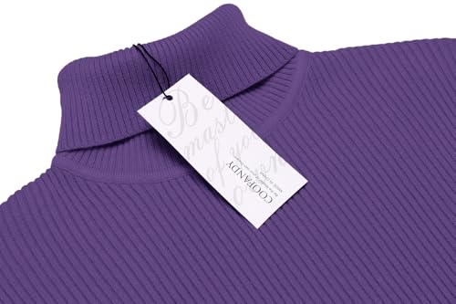 Image of COOFANDY Mens Ribbed Slim Fit Knitted Pullover Casual Turtleneck Sweater