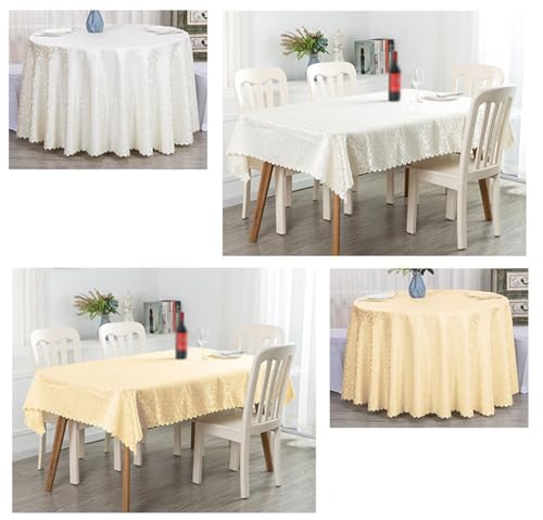 Nappe ronde polyester beige 180cm lavable, grand format pour table de fête - 6