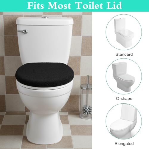 FNANJWQ Microfiber Toilet Lid Cover, Toilet Tank Lid Cover Soft Velvet Toilets Seat; Absorbent, Comfortable, Durable Adjustable Seat Covers with Elastic Bottom Fits Most Toilets Lids
