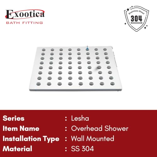 Image of Stainless Steel 304 Shower Head | 1Pc, 6 x 6In Size, Silver | Heavy Metal, Ultra Slim Square Luxury Bathroom Overhead Shower - Lesha