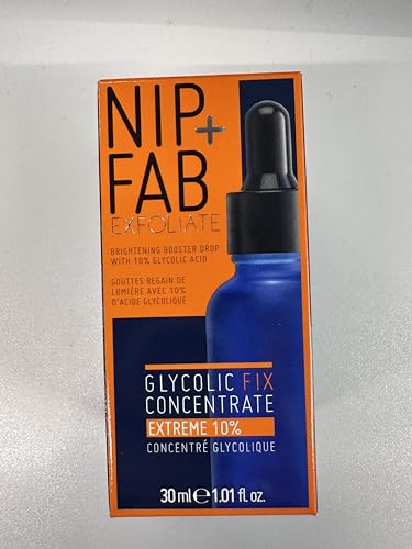 Nip+Fab Nip + Fab Glycolic Fix Concentrate Extreme 10% (1.0 fl oz) – High Potency AHA Resurfacing Serum with Amino Acids – Intensive Night Treatment for Dark Spots & Fine Lines