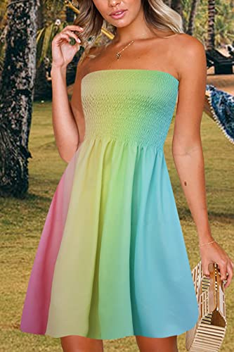 Image of Zyyfly Womens Summer Beach Dresses Strapless Cover Ups Dress Tube Top Sundresses