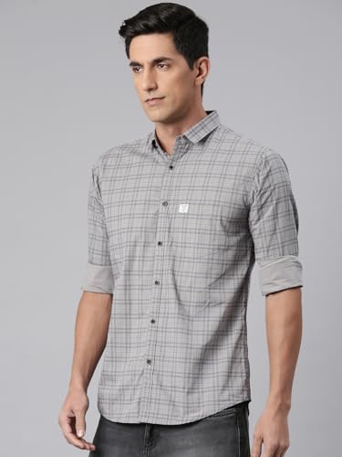 Image of Majestic Man Men's Comfort Slim Fit Pure Cotton Opaque Checked Casual Shirt