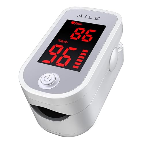 AILE Pulse Oximeter Oxygen Meter Adults Accurate Fast Easy Larger Red Screen Oxygen Monitor with Lanyard Blood Saturation Monitor -O2 Saturation Meter Pulse-Oximeter