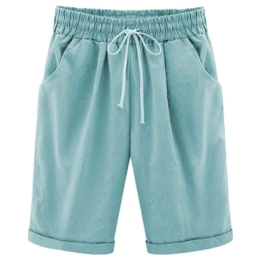 Dam Casual Shorts Bermuda Knälängd Elastisk midja Avslappnad Casual 3XL