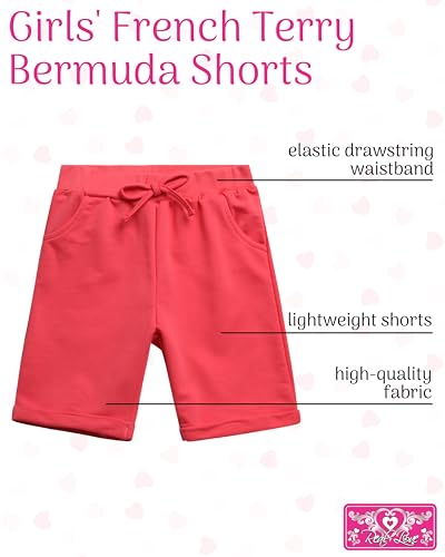 Real Love Girls Shorts - 4 Pack Soft Everyday Casual French Terry Bermuda Shorts for Girls with Elastic Waistband (7-16)2