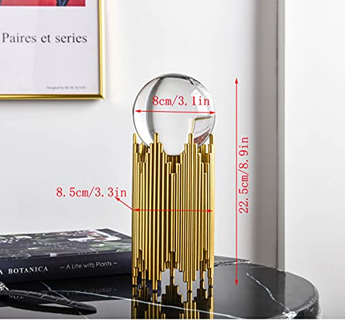 E-Isata Modern Abstract Art Crystal Ball With Gold Iron Stand Decorative Ornaments For Living Room Bedroom Tv Cabinet Crafts Gifts Office Home Decor (Pipe) #TOP2