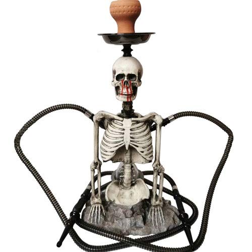 MHYT 57CM Shisha Hookah LED Hookah Set Creative Skull Resin Water Pipe Double Hose Hookah for Better Narguile Smoking