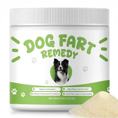 Dog Fart Remedy & Gas Relief Powder, Probiotic & Digestive Enzyme Supplement with 4B CFU Pediococcus Acidilactici, Supports Gut Balance & Reduces Odor-Causing Gas